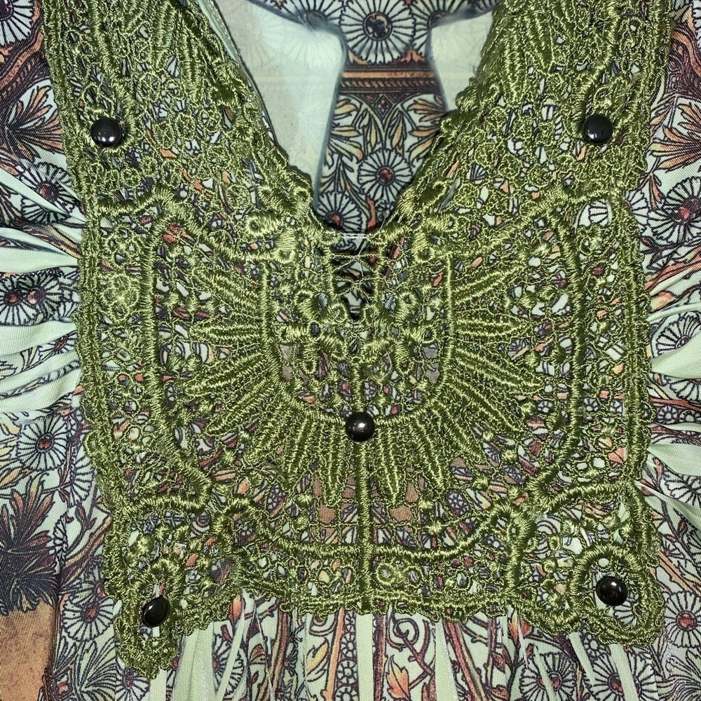 ONE WORLD SMALL POLY TANK SUMMER TOP BOHO HIPPIE GEOMETRIC - Picture 4 of 7